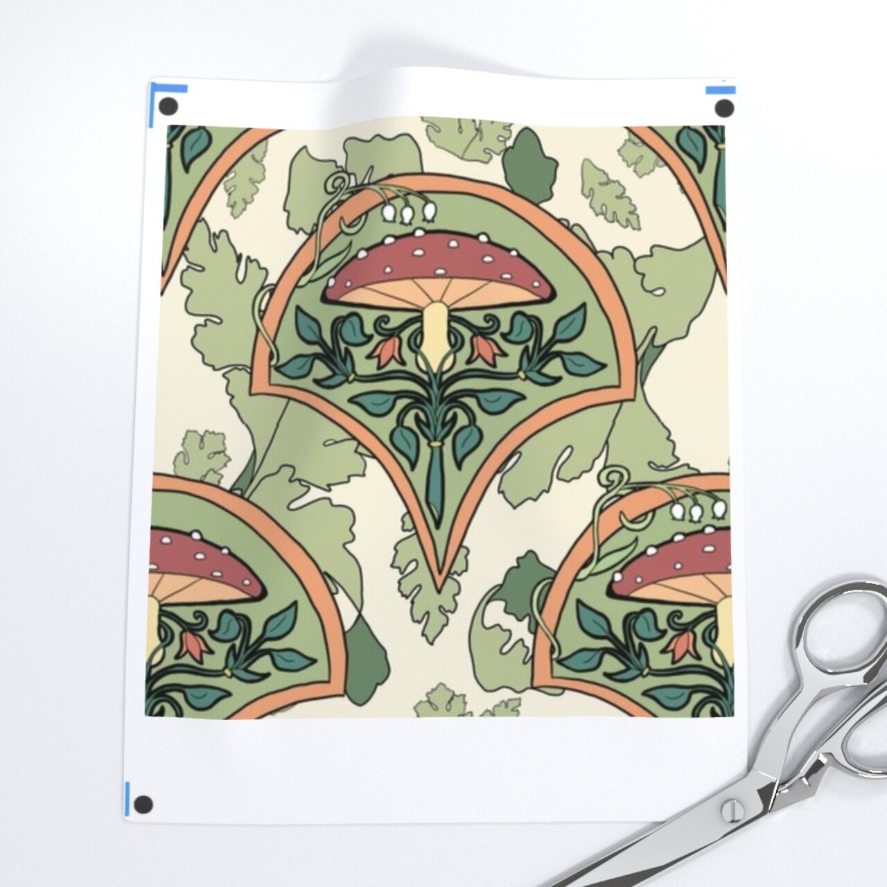 Art Nouveau Mushrooms Botanical Nature Olive Green Toadstool Vintage Inspired Cream Custom Removable Wallpaper by Spoonflower Peel & Stick Wallpaper 2FT Wide